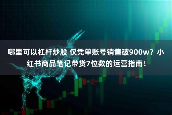 哪里可以杠杆炒股 仅凭单账号销售破900w？小红书商品笔记带货7位数的运营指南！